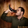 Hand-Carved Viking Drinking Horn with Skull Cross, 500-600 ml