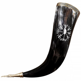 400ml Drinking Horn with Engraved Vegvisir