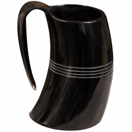 Horn Tankard, Beer Mug with Three Lines 550ml