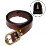 Embossed Leather Belt with oval Brass Buckle 130-170cm