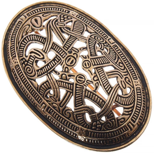 Viking Oval Brooch Morberg in Jelling Style - bronze