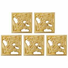 Perforated Ancient Rome Square Brass Belt Plates, 5pcs