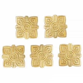 Ancient Rome Square Brass Belt Plates “Four Hearts”, 5pcs