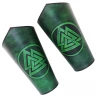 Leather Bracers with three triangles Valknut pattern