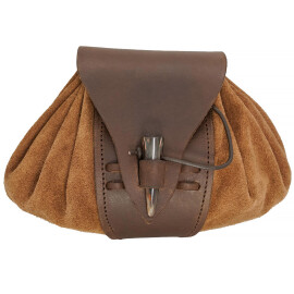 Medieval Leather Belt Pouch with Horn Toggle Closure