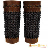Leather bracers reinforced with blackened chain mail