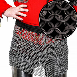 Chainmail Skirt Round Ring Dome Riveted Alternating Flat Rings, ID 9mm, Mild Steel