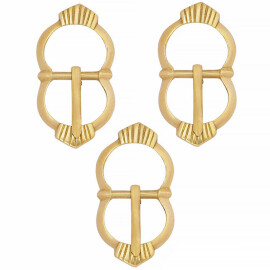 3pcs Late Medieval Double Loop Brass Buckle 27x50mm