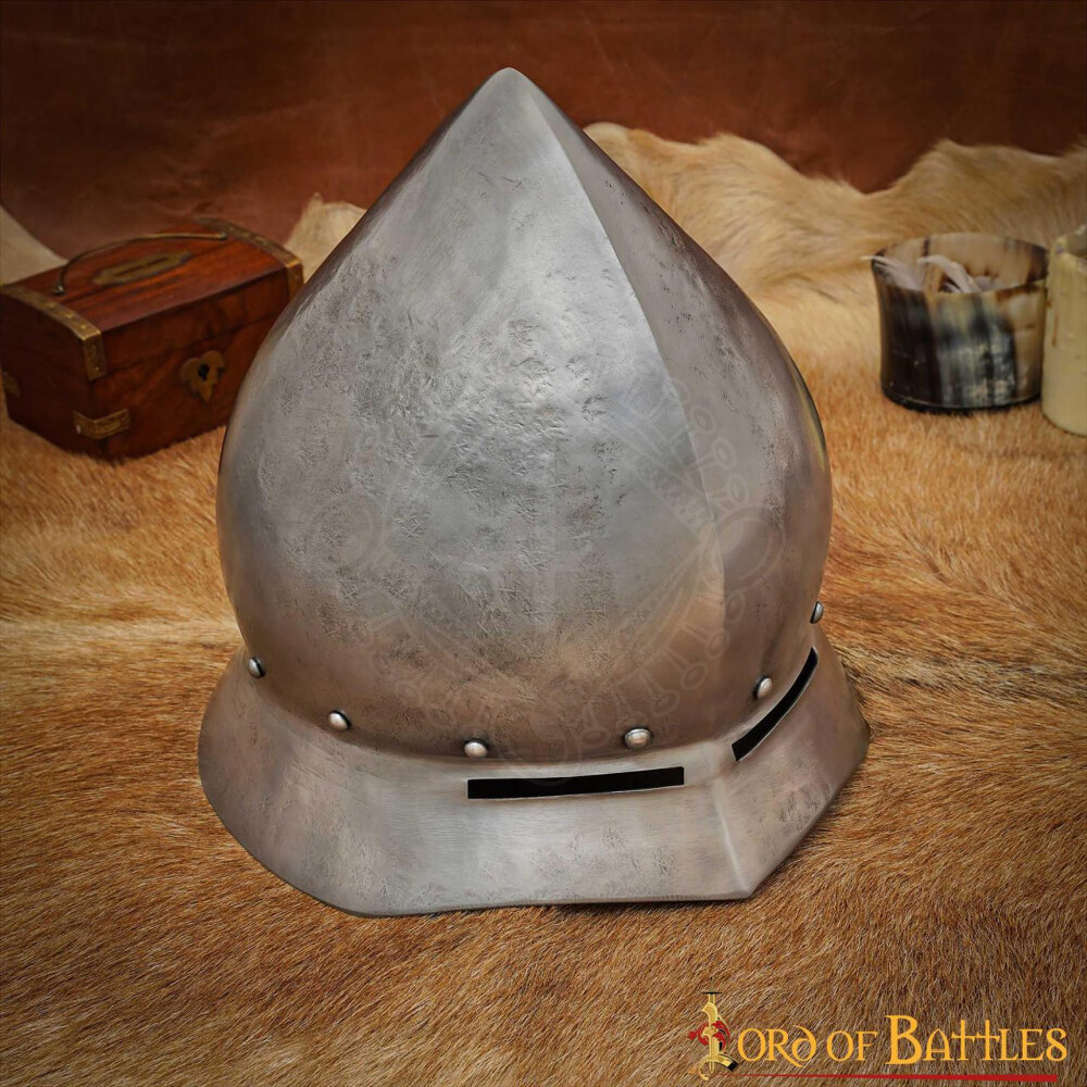 Kettle Hat Helm with High Top Point and Visor in the Brim, 1.5mm steel