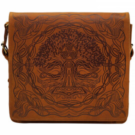 Leather laptop shoulder bag 31x36cm, Celtic Viking Urban Messenger Bag