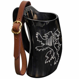 Drinking Tankard 450ml with Buckled Leather Strap