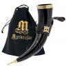 350ml Ladies Drinking Horn with Brass Brim and Tip and Leather Holder, Premium Quality