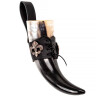 250ml Drinking Horn with Studded Leather Holder, Premium Quality