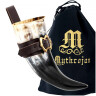 600ml Drinking Horn with Buckled Leather Holder, Premium Quality