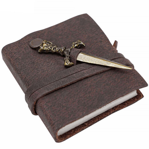 5x6cm Leather Journal with Dagger and Leather Strap Closure
