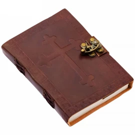 Leder Notizbuch mit geprägtem Keltenkreuz auf dem Einband