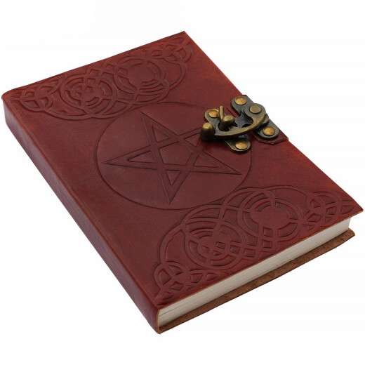 Leather Journal with Pentagram and Clouds on the Cover