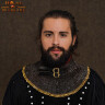 Red Knight Gorget made from chain mail 6mm Flat Ring Round Rivets (Alt) w. padded lining