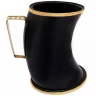 Hornkrug mit Messinggriff und -beschlägen, Schwarz, ca. 800 ml