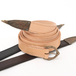 Historical leather belt with a buckle - natural 120 cm