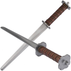 Short rondel dagger practical - brown leather, sharp (0,5-1,0 mm), not for HEMA!