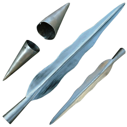 Celtic flame spear point and shaft ending - blunted (approx. 3 mm) or sharp (0,5-1,0 mm), not for HEMA!; without wooden pole, not hardened construction steel DIN USt37-2 | GOST St2kp (may get deformed
