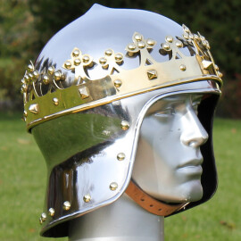 Helmet King Richard I of England de Luxe - M or L; 1.5mm Gauge 16, Inner liner: leather liner (so called parachute)