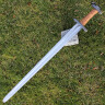 Spatha Dagobert, fränkisch-germanisches Schwert, Schaukampfklasse B - Naturlederfarbe (nicht gefärbt), gebürstet, matt, stumpf (Ca 3 mm)