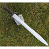 Keltisches Kurzschwert Morcant, Schaukampfklasse B - braunes Leder, gebürstet, matt, scharf (0,5-1,0 mm), nicht für Schaukampf!, mit Scheide