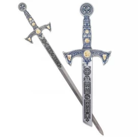 Silver Templar Sword with deep black etchings