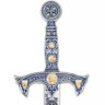 Stříbrný templářský meč s černými lepty na čepeli