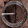 Große, runde Mittelalter-/Renaissance-Gürtelschnalle aus vernickeltem Messing