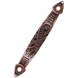 Opaskový průvlak na pochvu vikingského meče, norský had, bronz