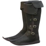 Gothic leather high boots with side buckles