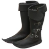 Gothic leather high boots with side buckles