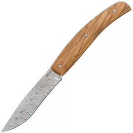 Pocket Knife with Rose Damask Blade and Olive Wood Handle