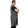 Sleeveless chain mail vest with leather hems, steel round rings