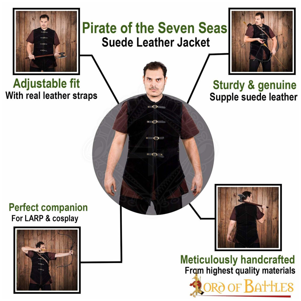 Suede Leather Jacket Pirate of the Seven Seas | Outfit4events
