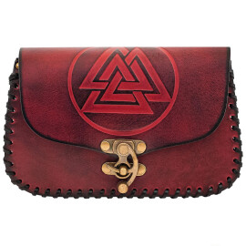 Germanic Belt Bag with Embossed Valknut Symbol and Hook Clasp
