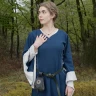 Středověké šaty s pekelnými okny, Bliaut Amal, modrá/přírodní
