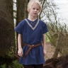 Kinder Mittelalter-Tunika Ailrik mit Bordüre, kurzarm, blau