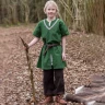 Medieval Braided Tunic Ailrik for Children, short-sleeved, green