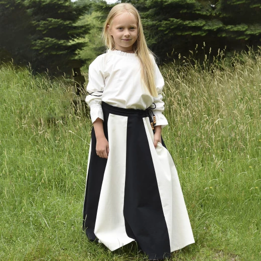 Medieval Skirt Lucia for Children, wide flare, black/natural-coloured, size 128 - Outlet