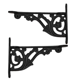 Shelf brackets, shelf angle cast steel shelf supports 15x12cm, set of 2.