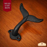 2 Dolphin Tail Fin Wall Hooks, Rustic Cast Steel 8x10 cm