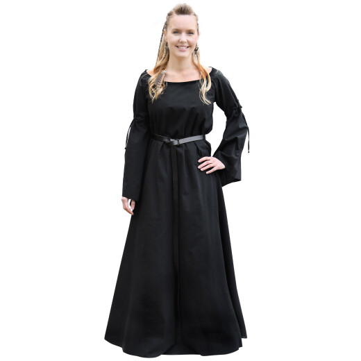 Středověké spodní šaty se zvonovými rukávy, černá