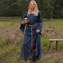 Medieval Shift Dress Burglinde w. Trumpet Sleeves, blue