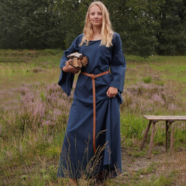 Medieval Shift Dress Burglinde w. Trumpet Sleeves, blue