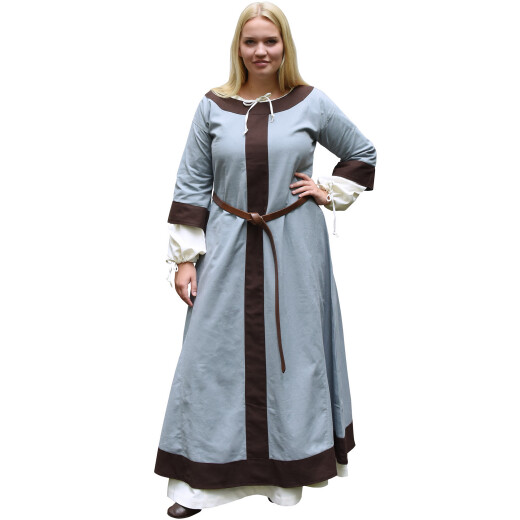 Ranně středověké šaty Isabel, modrošedá-hnědá