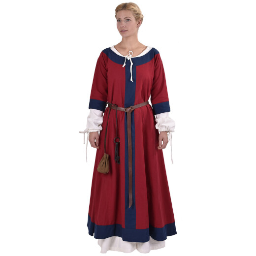 Early Medieval Dress Isabel, red-blue